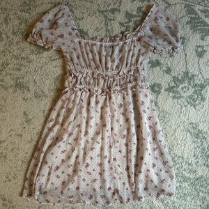 Puff Sleeve Pink Floral Dress